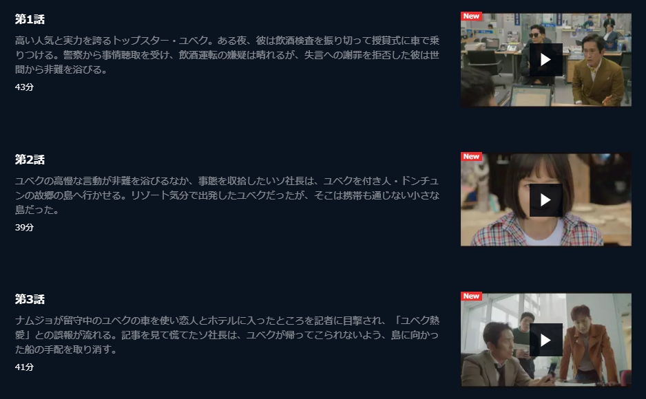 トップスター・ユベク　U-NEXT　話数